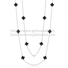 Van Cleef Arpels Alhambra Necklace White Gold 10 Motifs With Black Agate Mother Of Pearl