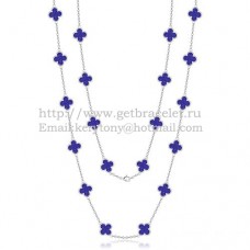 Van Cleef Arpels Alhambra Necklace White Gold 20 Motifs With Lapis Stone Mother Of Pearl