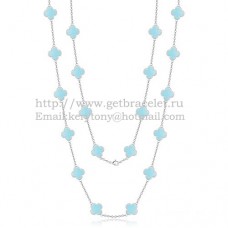 Van Cleef Arpels Alhambra Necklace White Gold 20 Motifs With Turquoise Mother Of Pearl