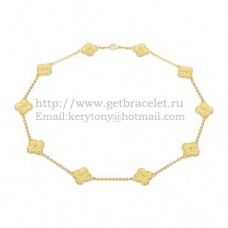 Van Cleef Arpels Alhambra Necklace Yellow Gold 10 Motifs