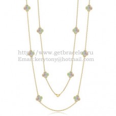 Van Cleef Arpels Alhambra Necklace Yellow Gold 10 Motifs With Gray Mother Of Pearl