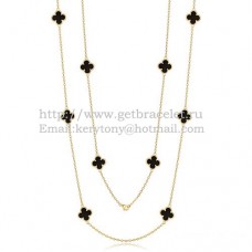 Van Cleef Arpels Alhambra Necklace Yellow Gold 10 Motifs With Black Agate Mother Of Pearl