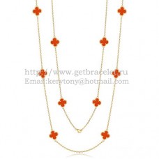 Van Cleef Arpels Alhambra Necklace Yellow Gold 10 Motifs With Carnelian Mother Of Pearl