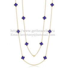 Van Cleef Arpels Alhambra Necklace Yellow Gold 10 Motifs With Lapis Stone Mother Of Pearl