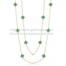 Van Cleef Arpels Alhambra Necklace Yellow Gold 10 Motifs With Malachite Mother Of Pearl