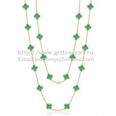 Van Cleef Arpels Alhambra Necklace Yellow Gold 20 Motifs With Malachite Mother Of Pearl
