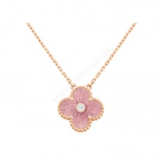 Van Cleef Arpels Alhambra Pendant Rose gold With Diamond and Rhodonite