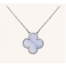 Van Cleef Arpels Alhambra Pendant White Gold Chalcedony