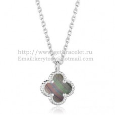 Van Cleef Arpels Sweet Alhambra Pendant White Gold With Gray Mother Of Pearl 9mm