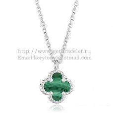 Van Cleef Arpels Sweet Alhambra Pendant White Gold With Malachite Mother Of Pearl 9mm