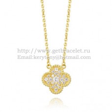 Van Cleef Arpels Alhambra Pendant Yellow Gold With Diamonds
