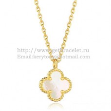 Van Cleef Arpels Sweet Alhambra Pendant Yellow Gold With White Mother Of Pearl 9mm